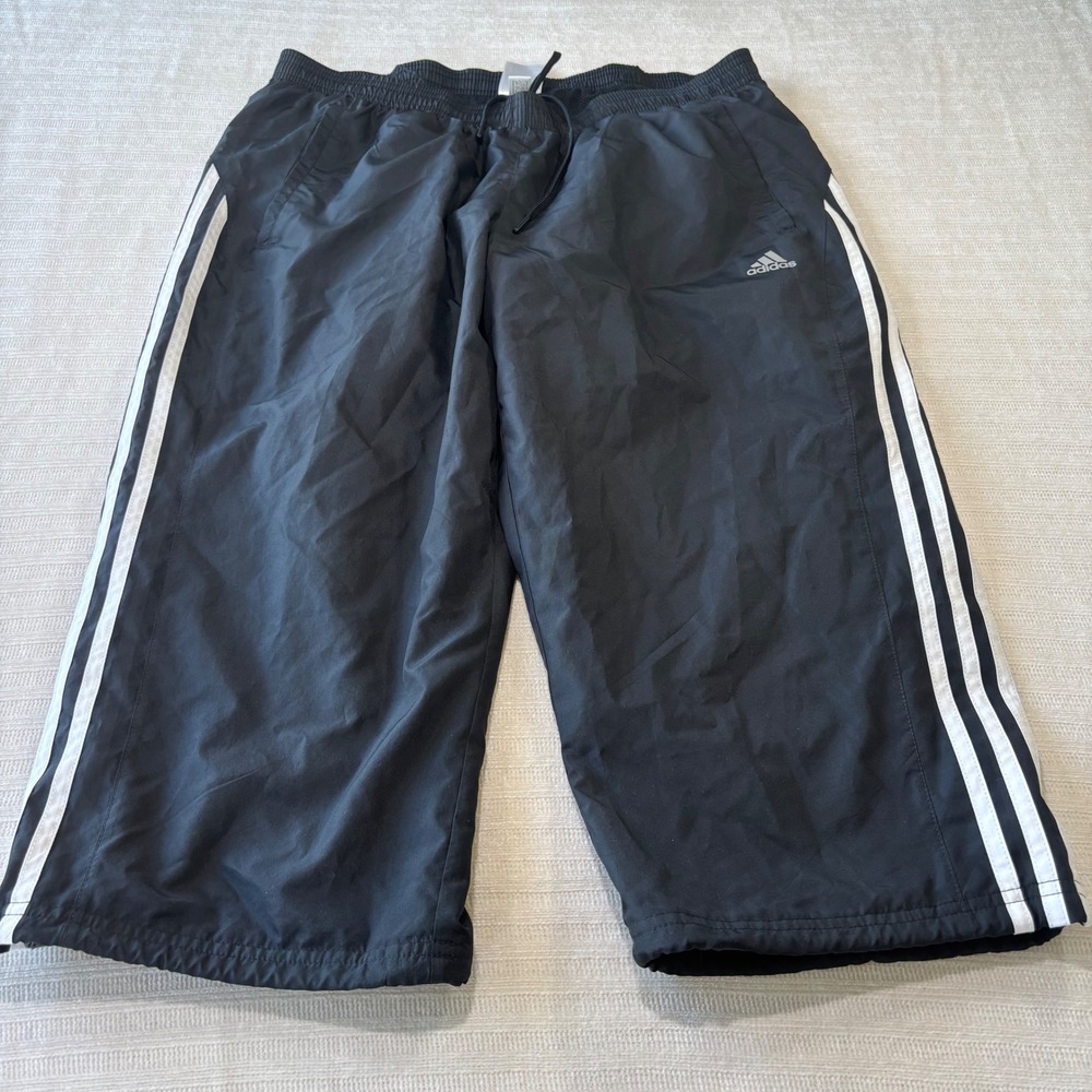 Adidas Mens Black 3-Stripe Cropped Track Pants W48064 Size Large